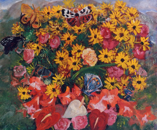 Composizione di fiori e farfalle - Arturo Dazzi